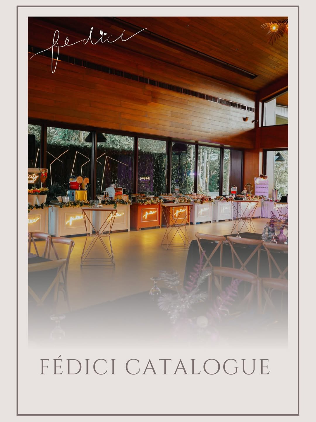 Fédici Event Setup — Full Venue with Branded Stations